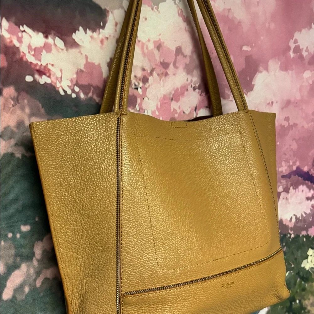 Botkier Soho Leather Tote Bag in Gold Platinum Shoulder Purse - Picture 9 of 12